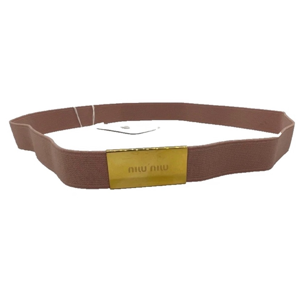 💕 NEW Miu Miu pink elastic Belt with Gold Buckle